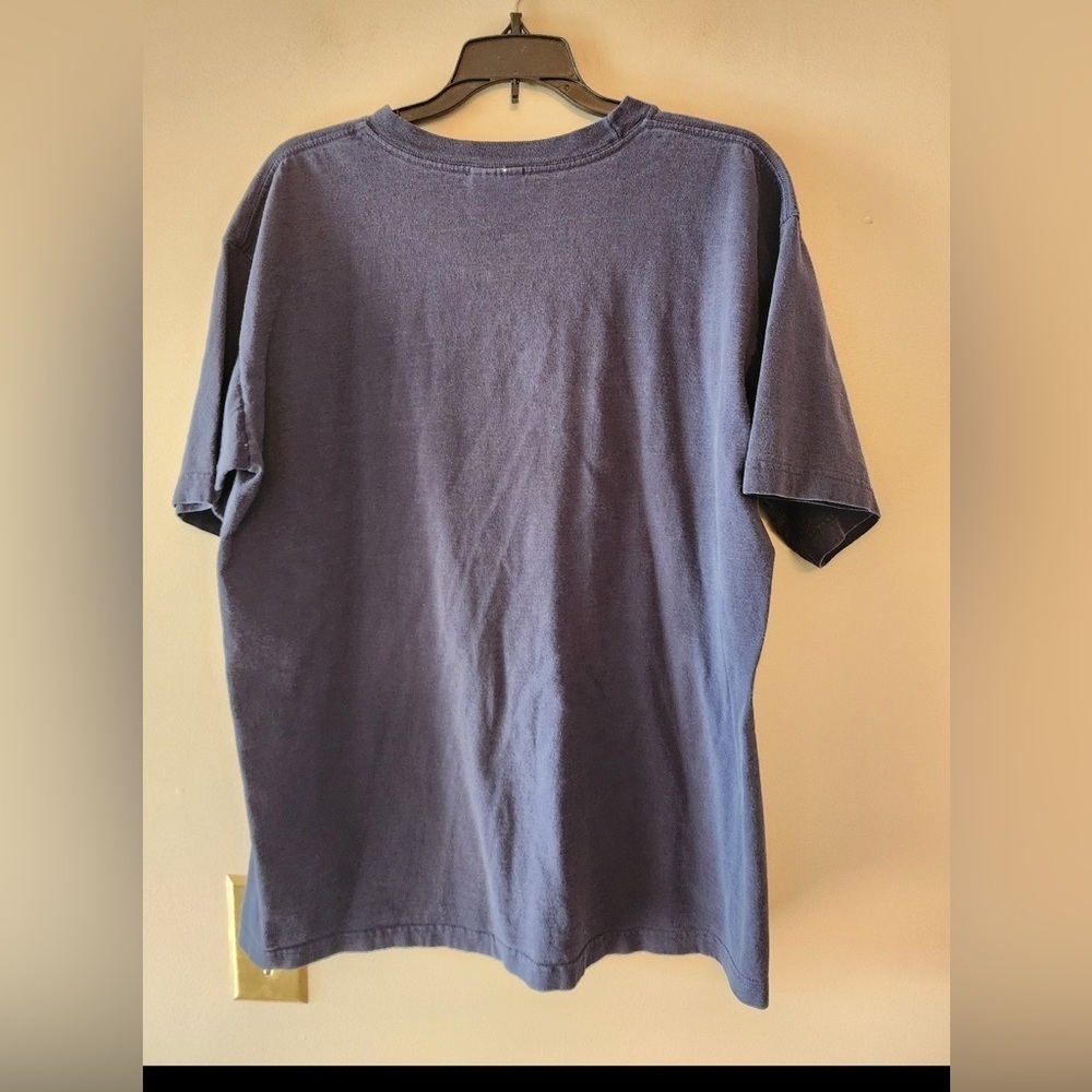 Adidas Y2K navy blue Short Sleeve Size mens large Embroidered Chest Logo Shirt - Picture 2 of 4